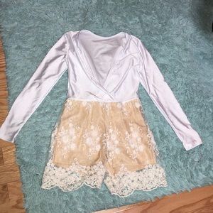 Romper with Lace Detail Medium Long Sleeve NWOT